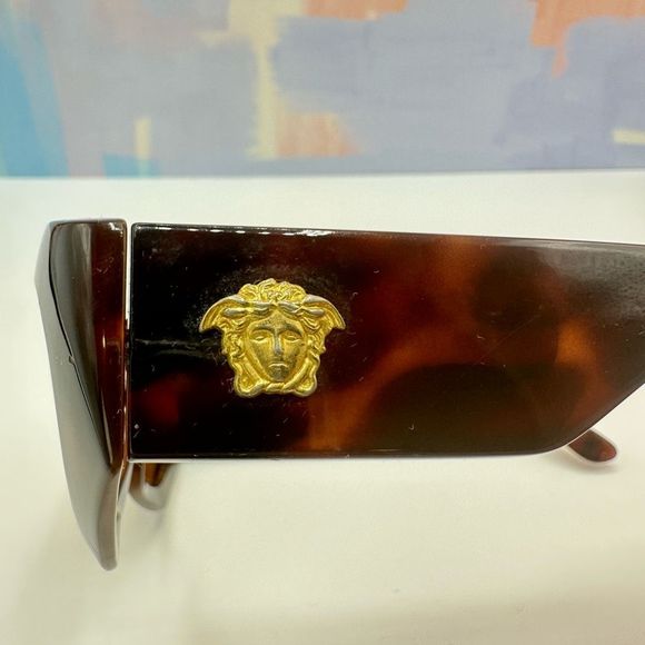 Versace Vintage Brown Frame Gold Madusa Sunglasses